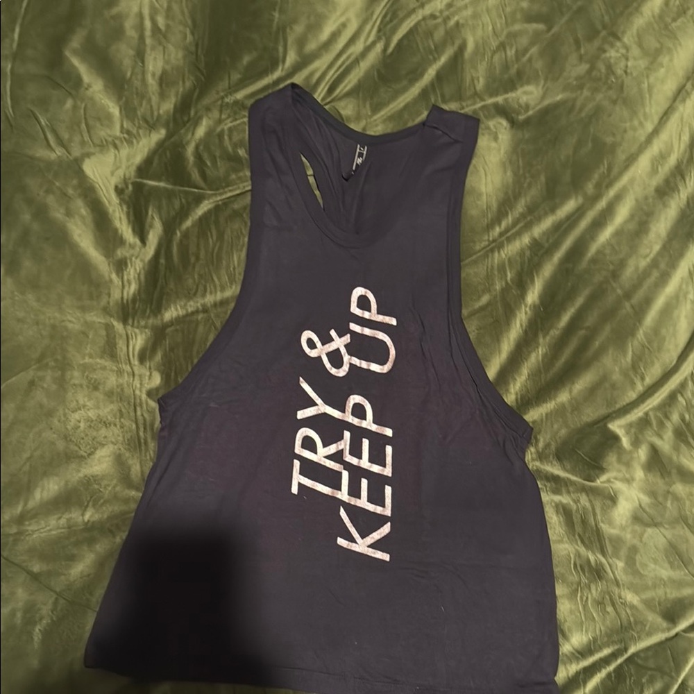 Aeropostale Black Muscle Tee Crop Cut Out